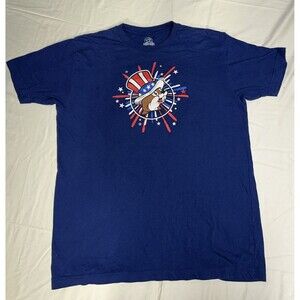 Bucees Shirt Mens Large Blue July 4th Fireworks USA Land Of The Free Beaver